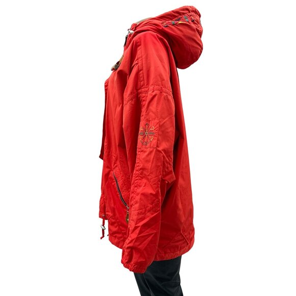 Vintage Obermeyer Red Hooded Ski Winter Jacket Embroidered Details Womens 10 - Picture 8 of 11